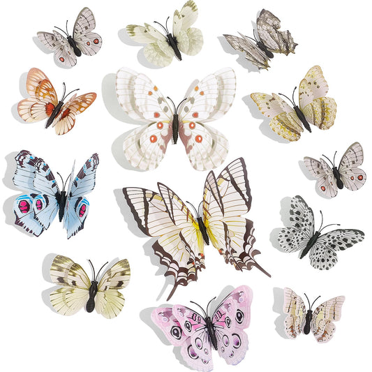 SAOROPEB 3D Butterfly Wall Decor, 72 Pcs Double Layer Butterfly Decorations for Party Decorations Locker Decor Refrigerator Decal, Reusable (White)