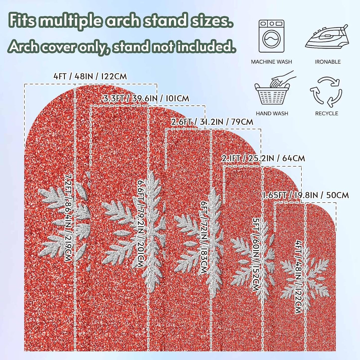 Duskova Living 6.6 Modern Themed Arch Backdrop Cover FT, Winter Watercolor Sparkling Snowflake Pattern Wedding Arch