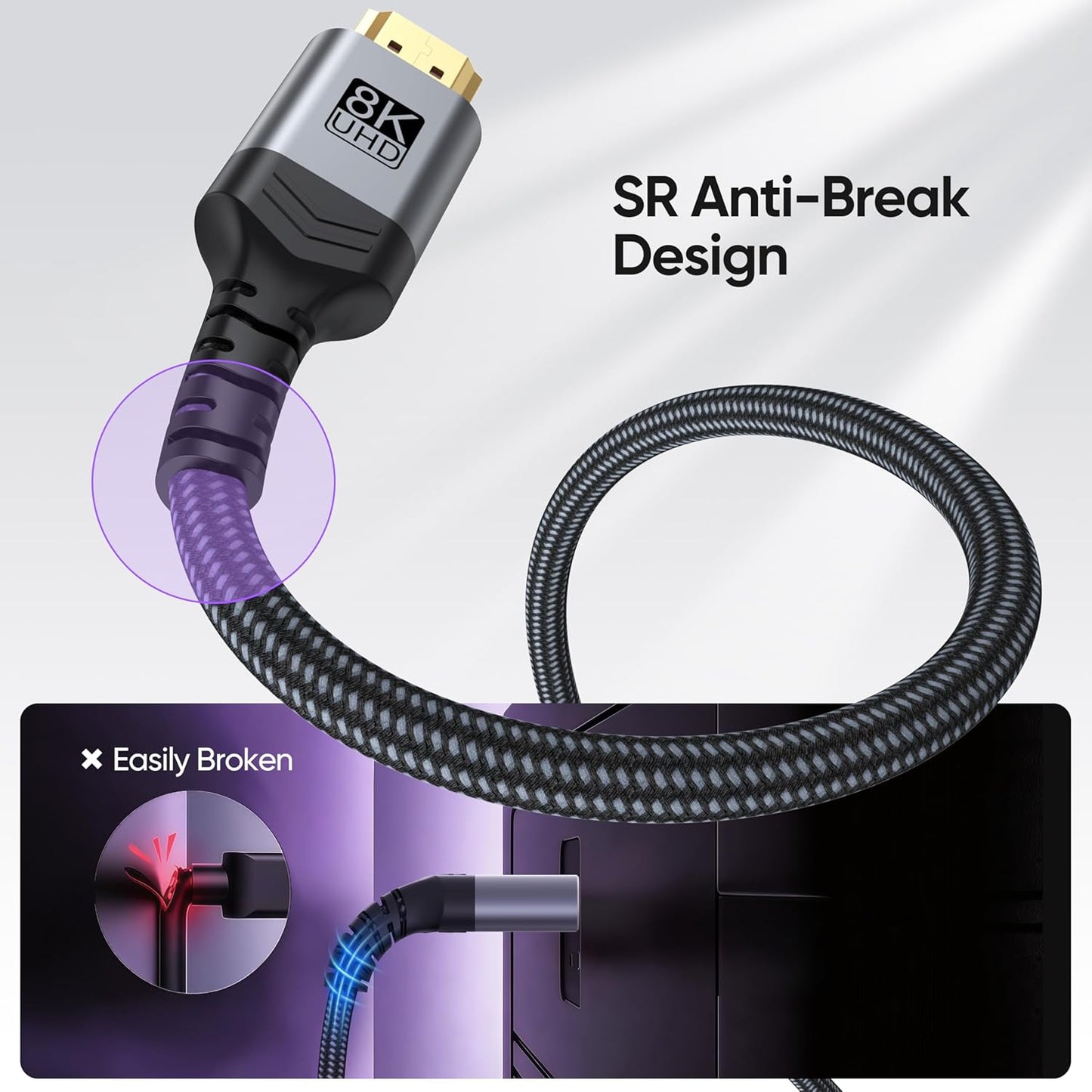 Vorothin 8K 3FT 5-Pack, 48Gbps 2.1, 4K@120Hz/144Hz 8K@60Hz, HDR10 2.2/2.3 PS5, HDMI Cable High Speed HDMI Cable eARC