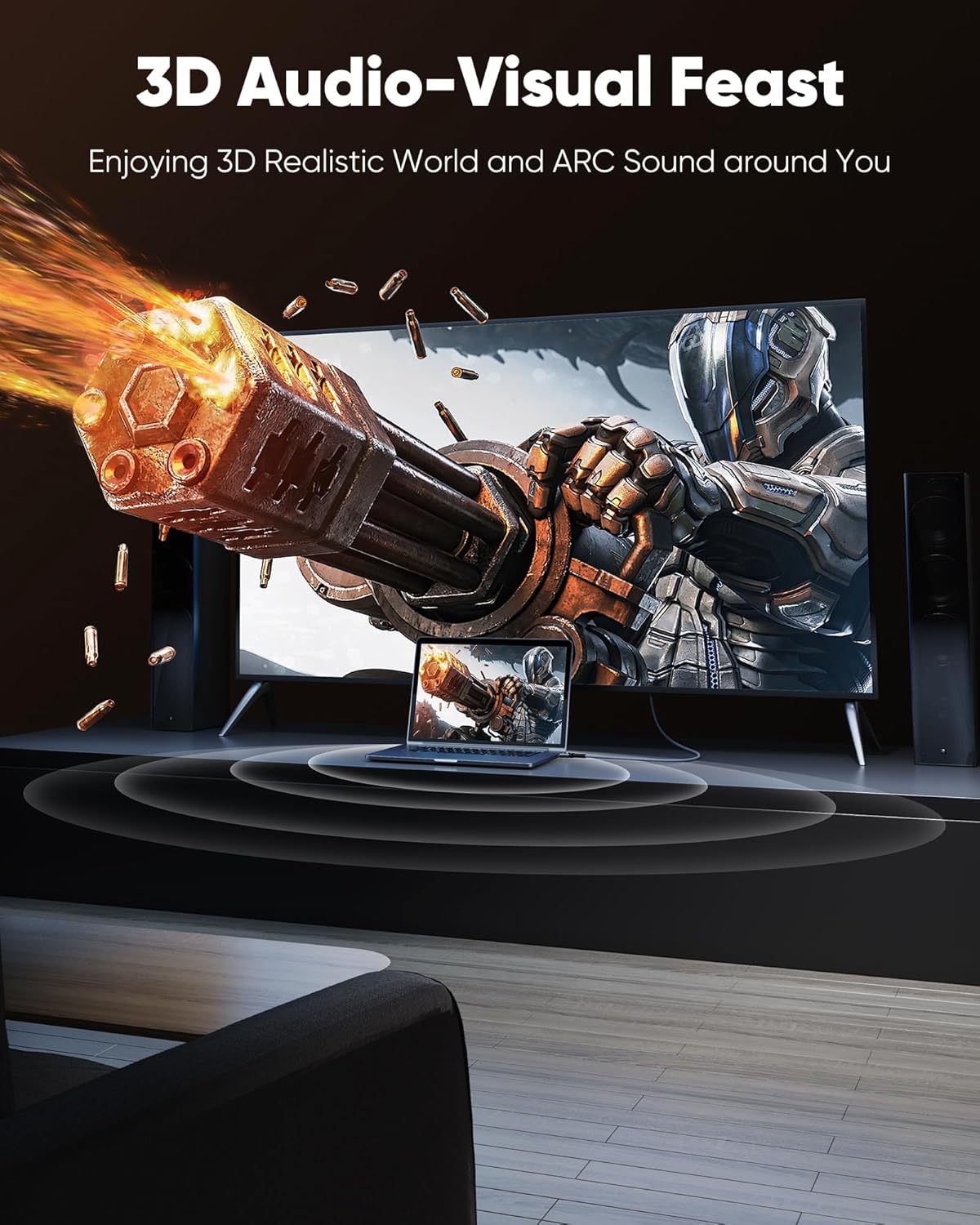1.06ft 0.69ft 4K 3D, 2.2, Highwings Short HDMI Cable, Total Length, Cable Length, HDR Braided HDMI Cord, HDMI Cord High