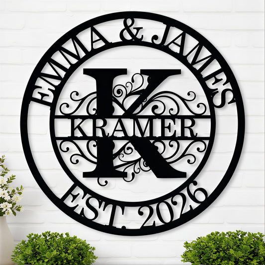 Personalized Metal Name Signs, Split Letter Monogram Wall Decor, Custom Last Name Sign, Family Name Sign for Outdoor, Personalized Wedding Gift, Garden Decor, Metal Wall Art, Housewarming Gift (MonogramDesign_8)
