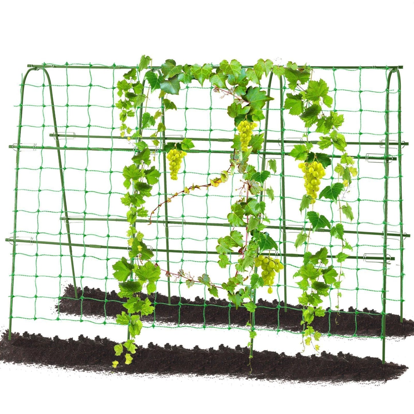 FOLLOOK Outdoor Trellis for Climbing Plants Arch Tunnel U-Frame Trellis with Plant Support Clips for Grape Zucchini Plant Metal Tall, Green, MWM-11-U-120x160-GREEN