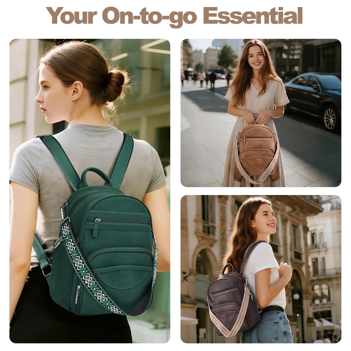 SYTRAH Small Backpack Purse for Women, Mini Backpack Vegan Leather with RFID Blocking & Tablet Pocket, Cute Shoulder Handbag for Travel, School & Work Coffee Brown