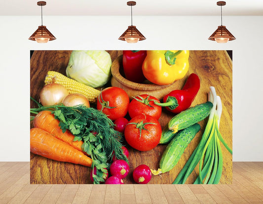 KeyWork 10x7ft Fresh Vegetable Backdrop Farm Produce Photography Background for Farm Themed Wedding Bridal Shower Party