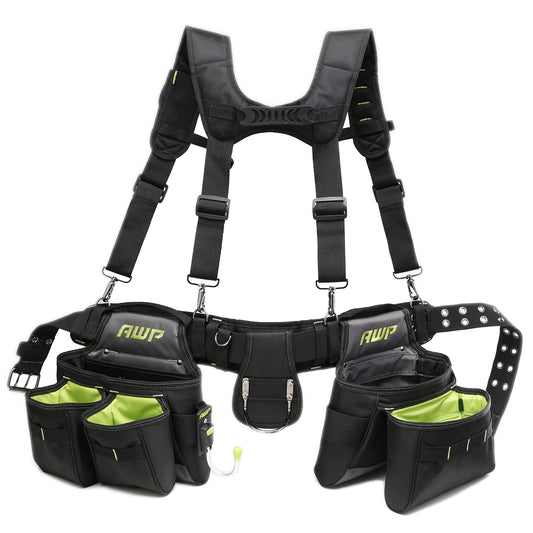 AWP Tool Belt Rig, Durable Heavy-Duty Multi-Pocket Organizer, Adjustable Waist Belt for Carpenters, Electricians, and Men’s Construction Work Gear, 1L-50-2