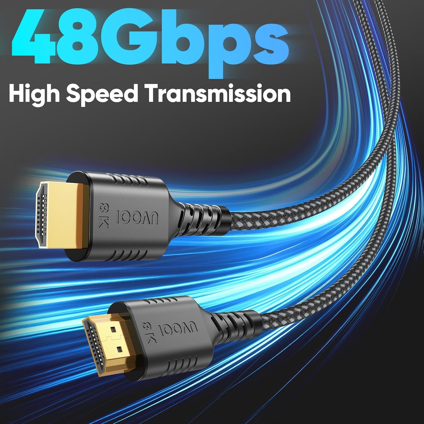 3FT 5-Pack, 8K 2.1 48Gbps, 8K@60Hz,4K@240/165/144Hz 4K/8K HDMI Cable HDMI to HDMI Cable Ultra High Speed Support for LG