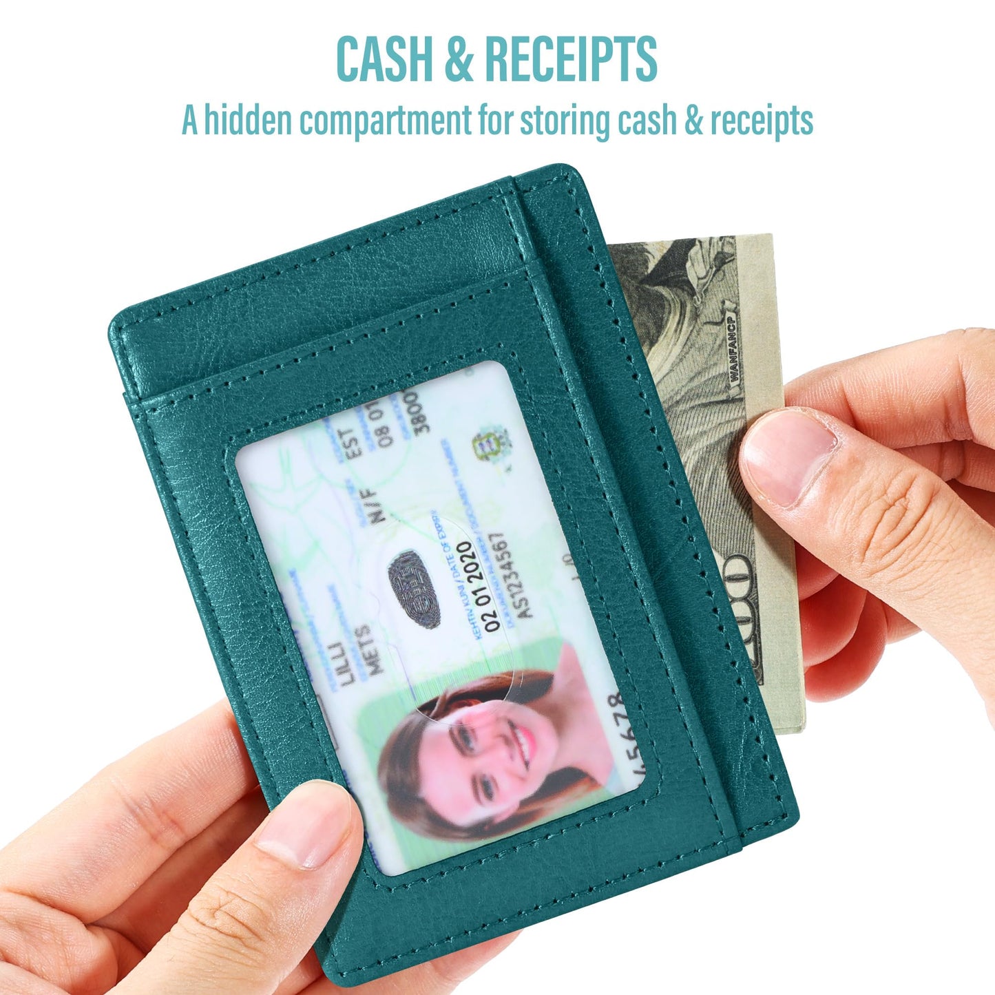 Travelambo Slim Wallet Front Pocket Minimalist Leather RFID Blocking Medium Size