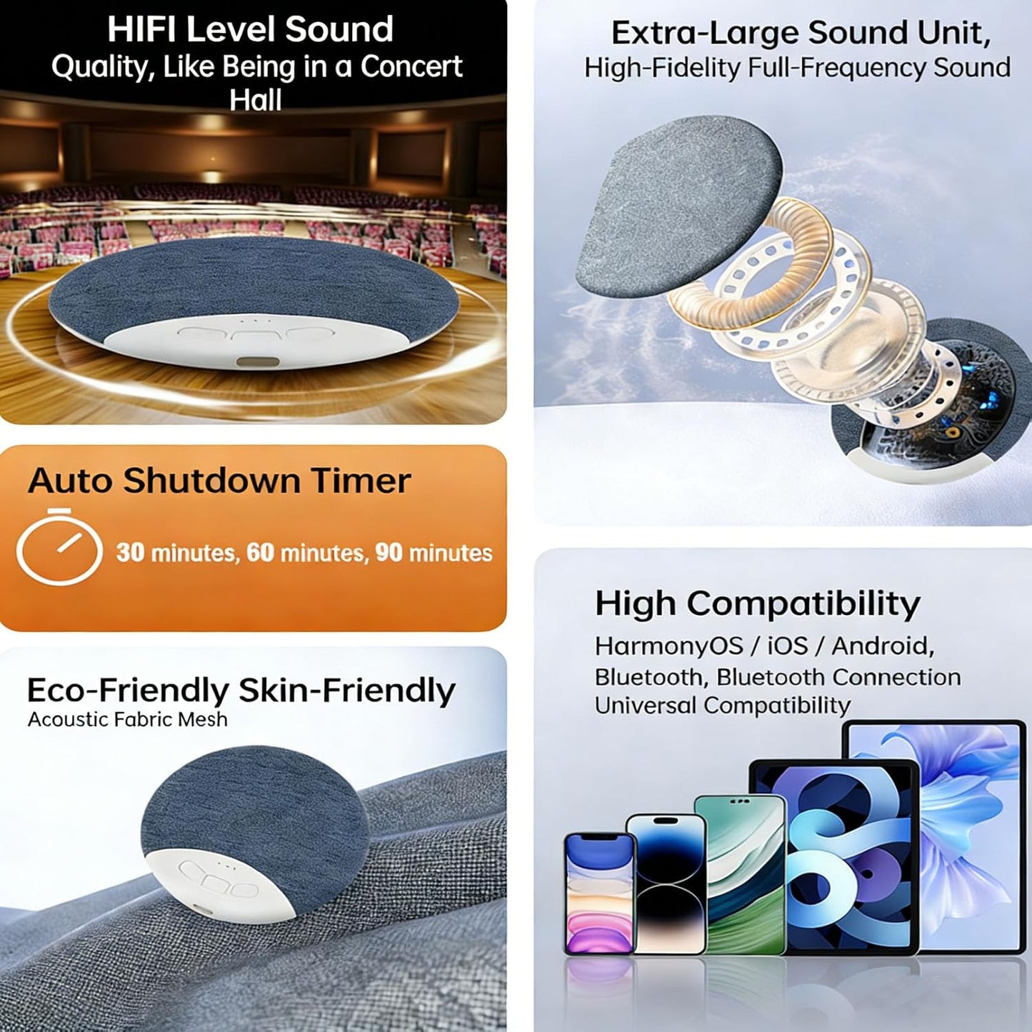 2026 New Pillow Speaker for Sleeping, Under Pillow Speakers for Sleeping Bluetooth with White Noise, Dual-Mode Bone