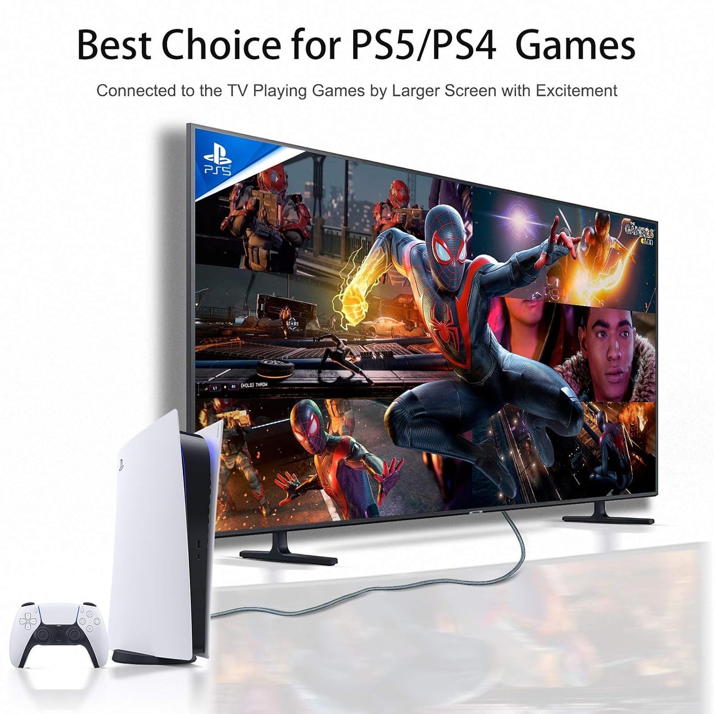4K 30 9m, 2.0 4K@60Hz, 2160p, 3D, 2.2 PS5, LEADSTAR HDMI Cable ft / High Speed HDMI Cord Braided | Ultra HD, ARC, HDR