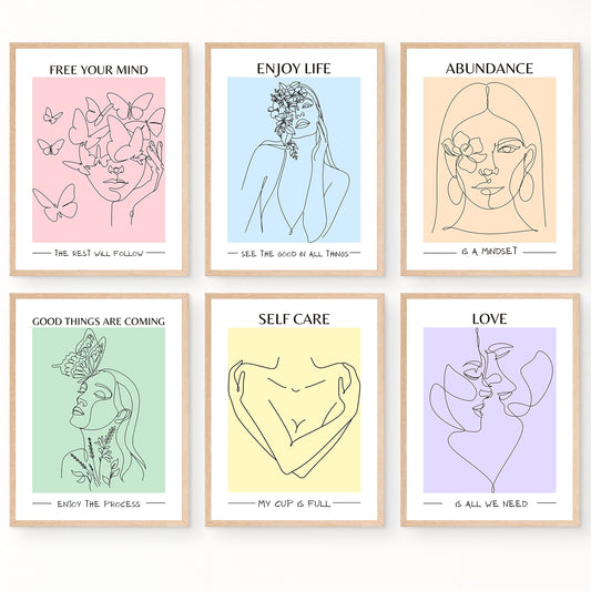 JUJU'S VIBES Pastel Danish Room Decor - Aesthetic Wall Art for Women, Teen - Wall Collage Pictures Prints, Cute Posters Clean Girl for Bedroom, College Dorm Apartment - 8x10 Set of 6 UNFRAMED.