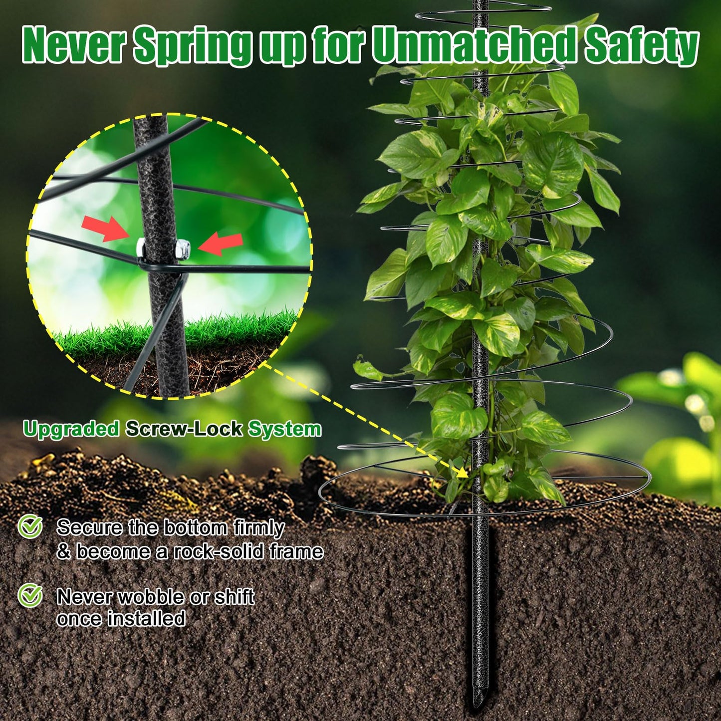 2 Pack Spiral Metal Garden Trellis for Climbing Plants Outdoor - 72" Large Heavy Duty Plant Support Tower with Center Pole, for Outdoor Garden, Raised Bed,Backyard,Container Gardening