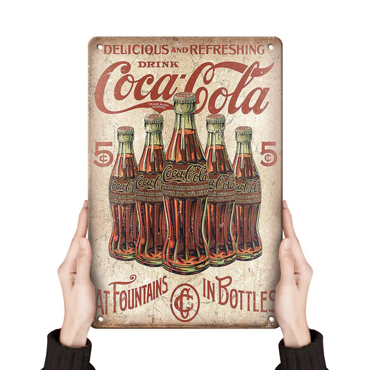 Clolinse Coca Cola Tin Signs | Vintage Metal Decor Bar Cool Things For Man Cave | Coke Retro Funny Stuff Wall Poster Shop Room Kitchen Home House Coffee Garage 8x12 Inch