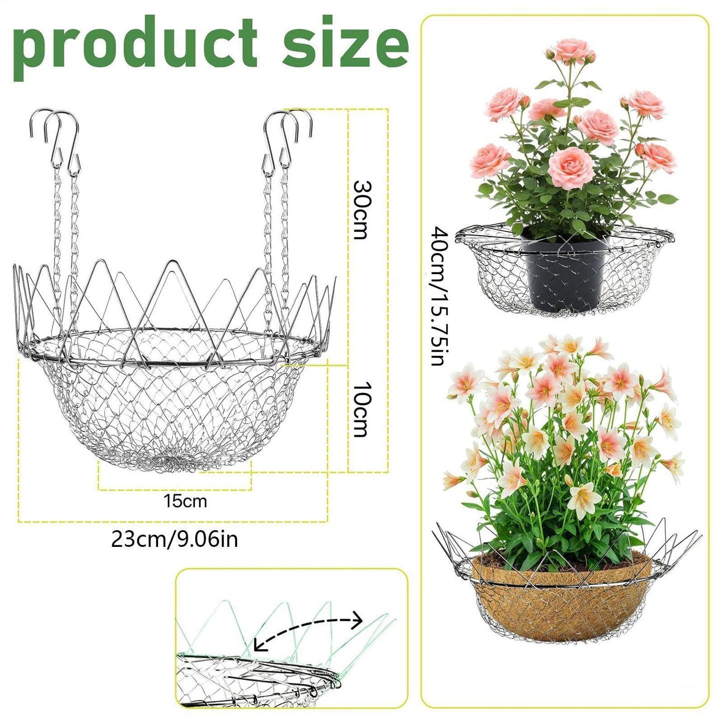 Adjustable Height Plant Risers for Pots, Rustproof Stainless Steel Riser with 4Hooks, Chain Pot Fillers for Tall Round Planters Potted Home Soil