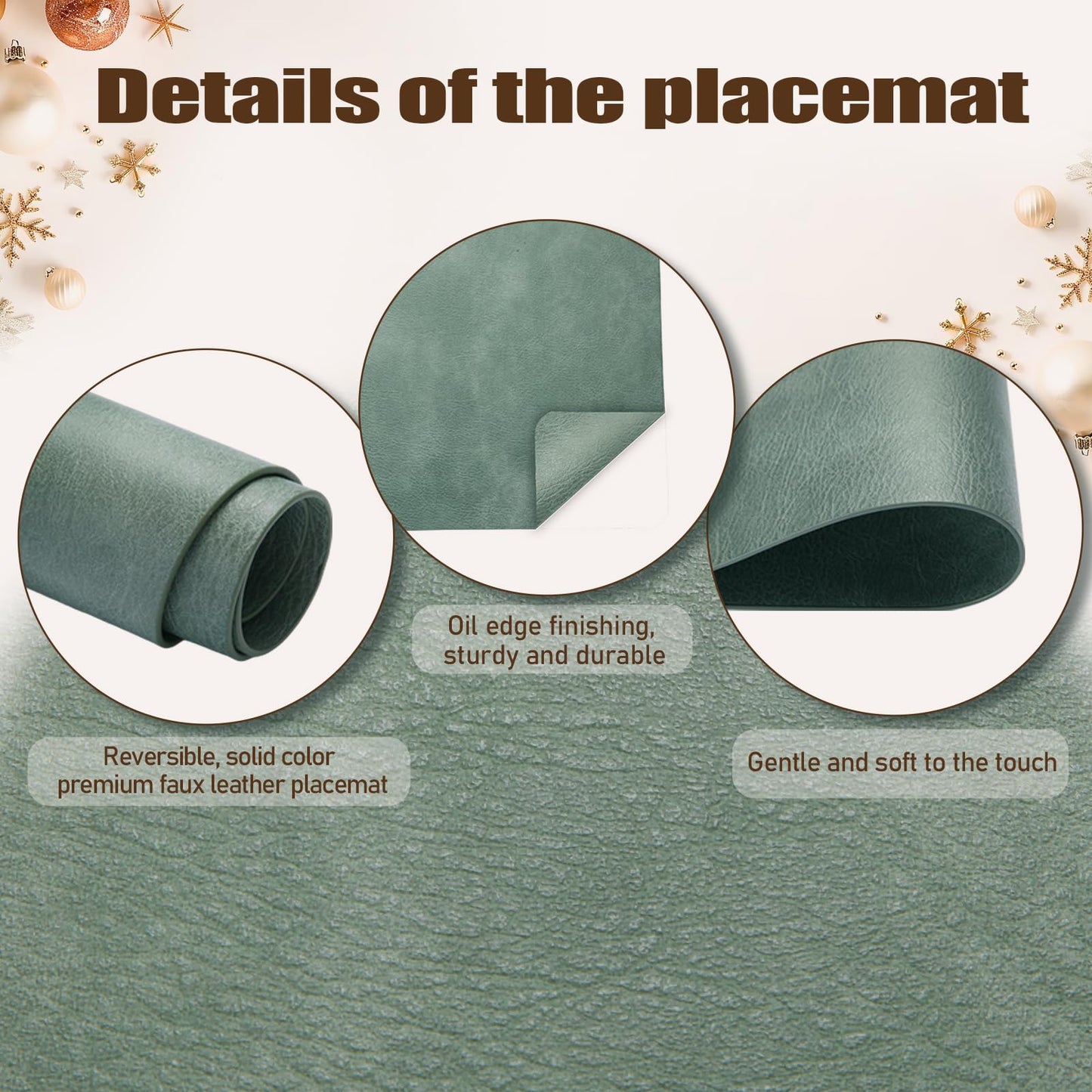 UnivoColors Placemats,Heat Resistant Placemats Set of 4 Washable 12 x 17 Inch,Waterproof Table Mats,Wipeable Pu Place Mats for Kitchen,Dining Room.Reddish Brown