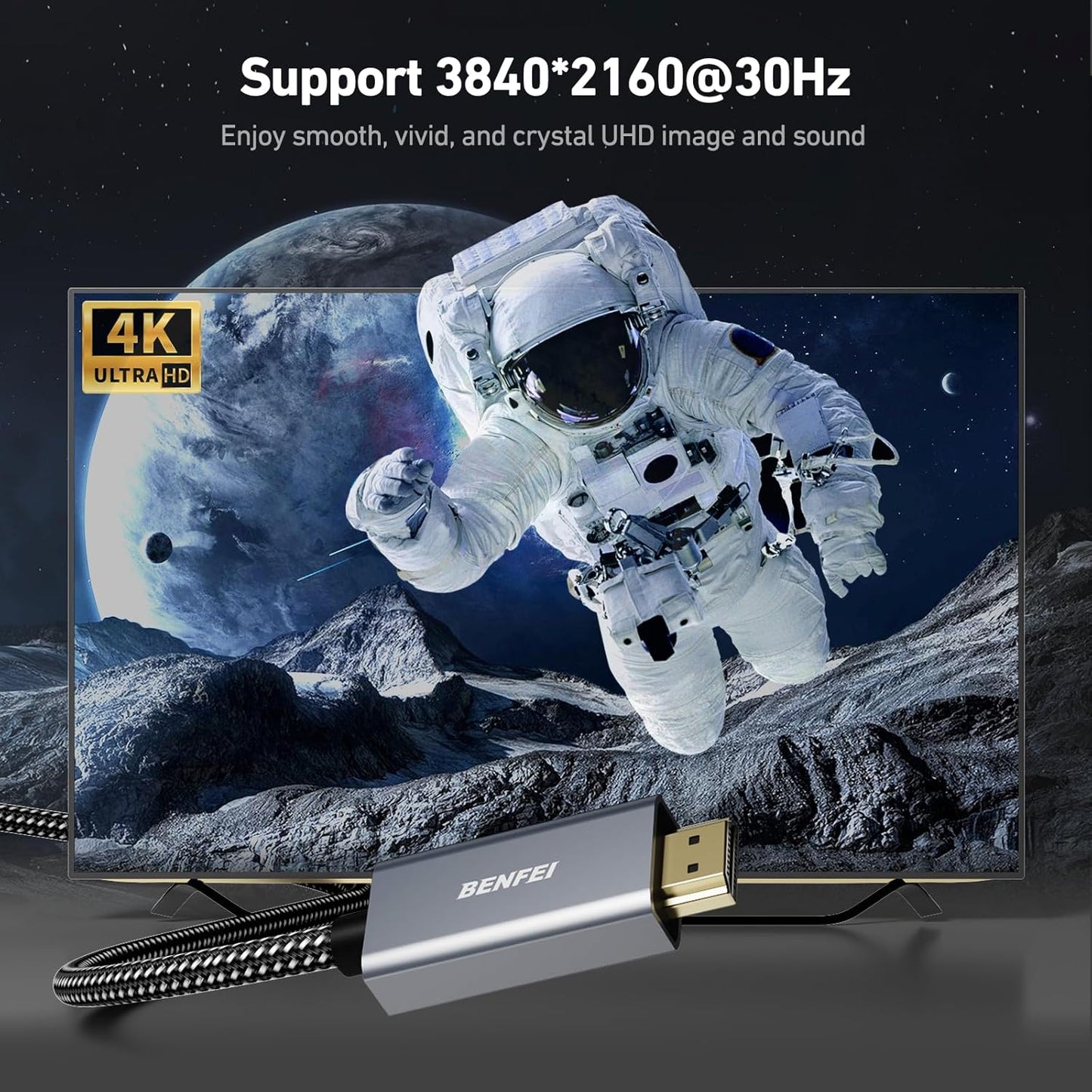 4K 3 1.2 1.4 BENFEI DisplayPort to HDMI Feet Cable[Aluminum Shell, Nylon Braided], Uni-Directional DP Computer to HDMI