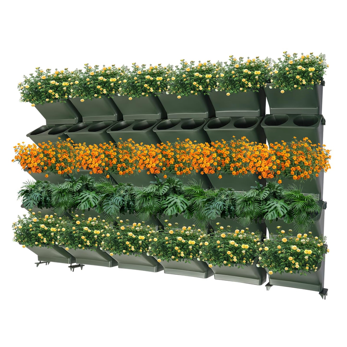 CheriMuMu 30 Pockets Self Watering Vertical Planters, Indoor Outdoor Wall-Mounted Flower Pot Holder, Hanging Planting Grow Bags, Stackable Gardening Greening Container for Herbs Vegetables Fruits