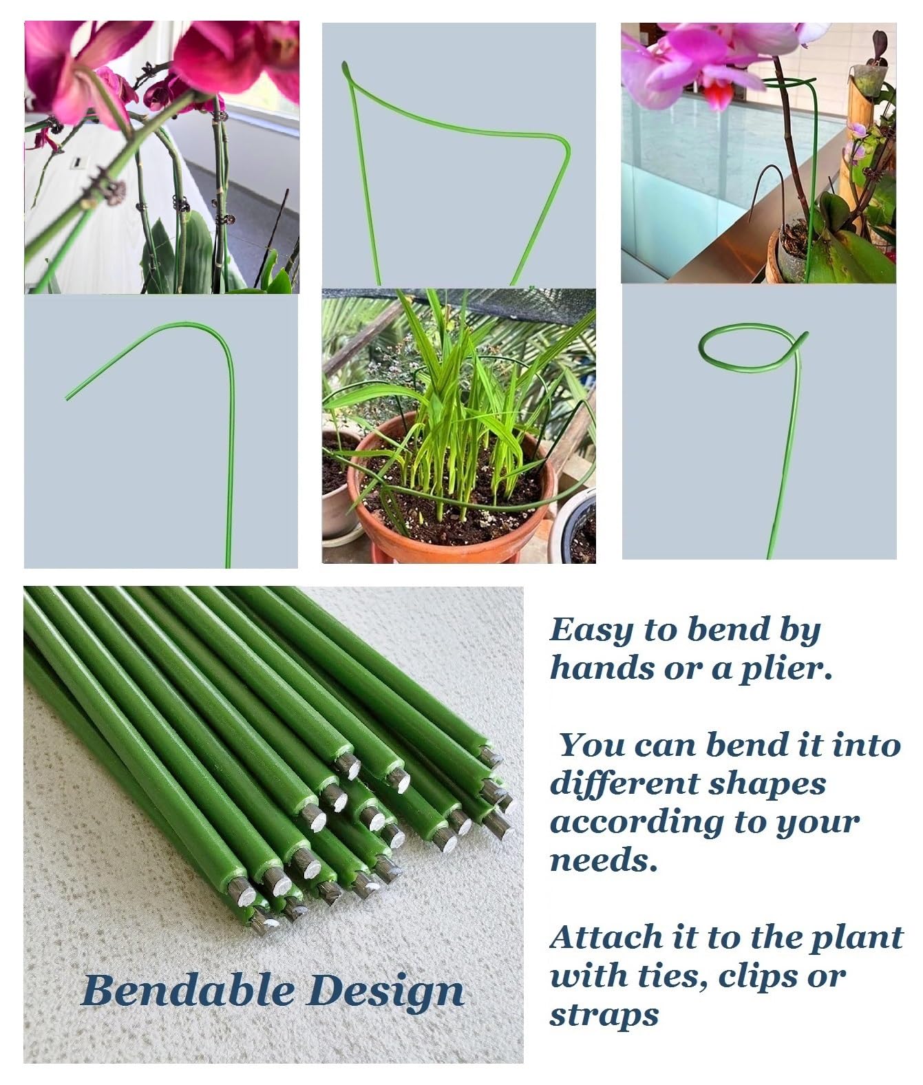 32 Inch Orchid Stakes Pack of 10, Plant Support Stake Bendable Plant Orchid Stick