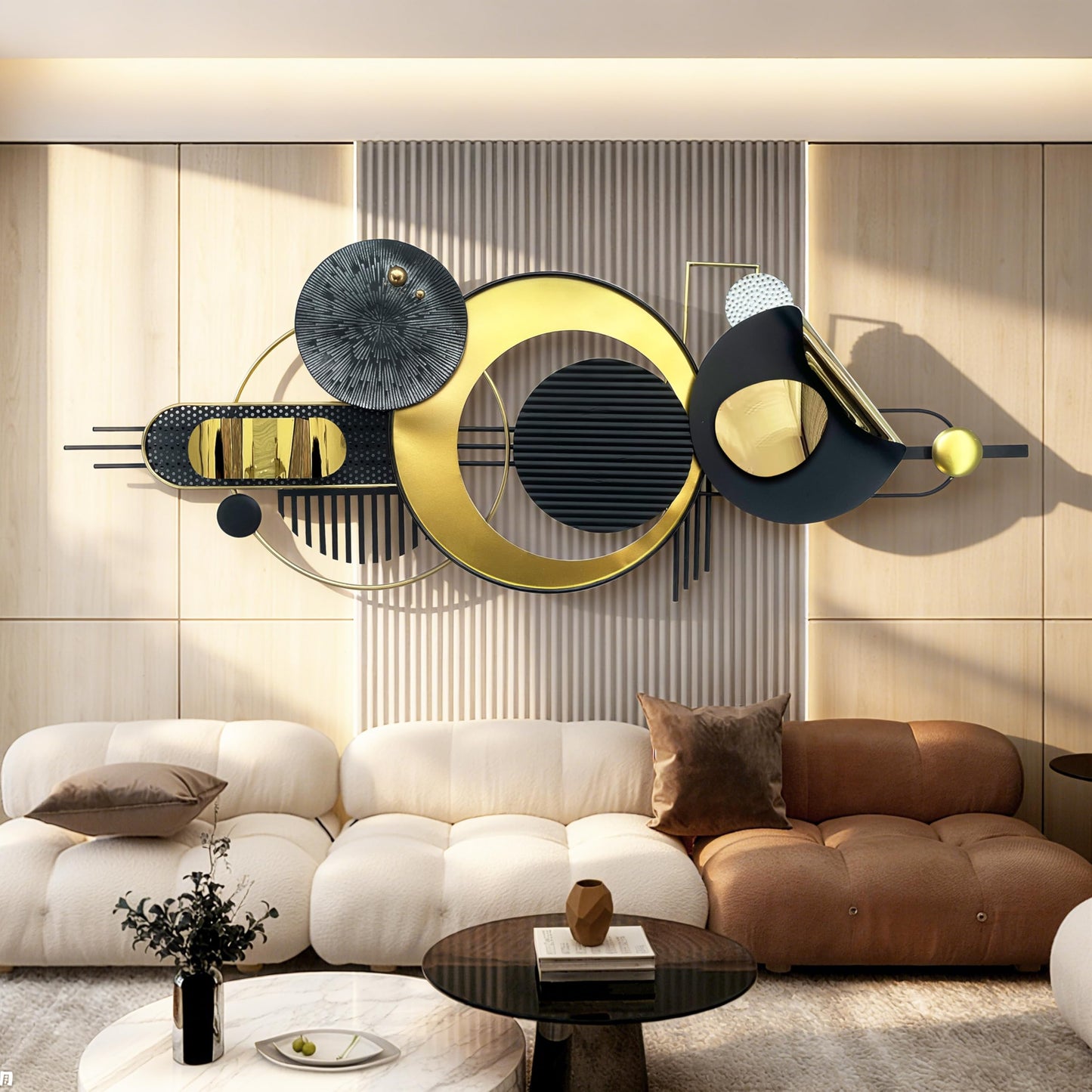ERMOFAV Metal Wall Art, Abstract Wall Décor Black and White Metal Wall Decor, Large 59×22 In Modern Metal Wall Sculptures Decor for Home, Living Room, Bedroom, Dining Room,Entryway,Kitchen,Office