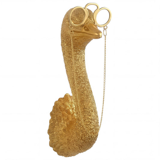 Juedawyal Gold Ostrich Animal Head Wall Decor Sculpture, Resin Animal Heads for Wall, Vintage Wall Sculpture for Men Women Living Room Hallway Staircase Home Office