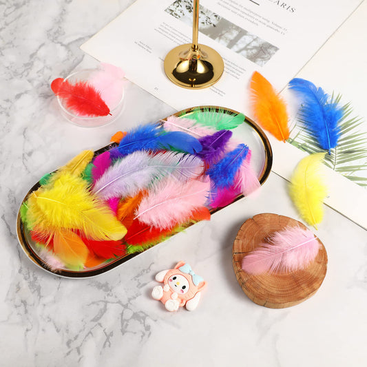 Soarer Colorful Craft Rooster Feathers - 300pcs 3-5inch Colored Feathers Bulk for DIY Crafts,Wedding Home Party Decorations,Dream Catcher Supplies(Rooster Colorful)