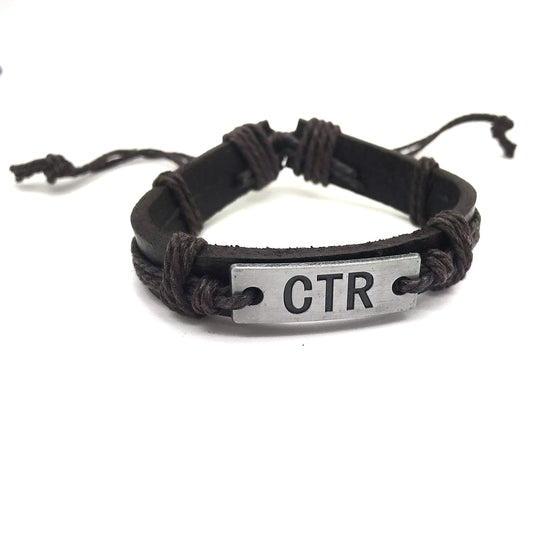 Doodle Beads Genuine Leather CTR Bracelet - Hand stamped CTR Metal Plate