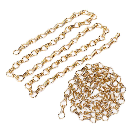 Watris Veiyi 2PCS Decorative Chain, Hanging Gold Chain, DIY Chandelier Decor Chain, Metal Chain for Home Office Decorative (2m/78.74in)
