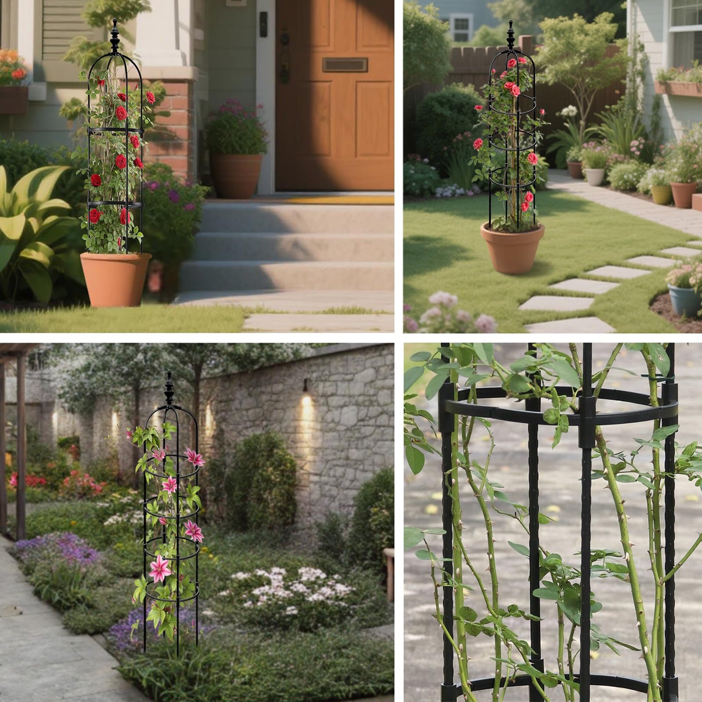 Trellis for Climbing Plants Outdoor 1Pcs Garden Obelisk 6Ft,Metal Pipe Tomato Cage Cucumber Rose Flower Vegetable Grape Round Vine Tall Plants Trellis,Plants Support Stakes Potted Garden Tower Indoor