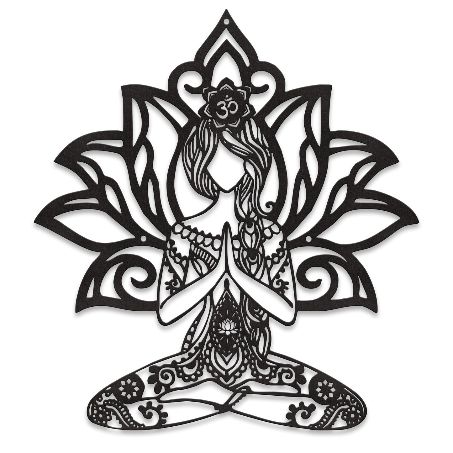 Rajukit Zen Wall Art–Meditating Girl & Lotus Metal Wall Decor–Serene Meditation & Yoga Room Decor for Mindful Spaces