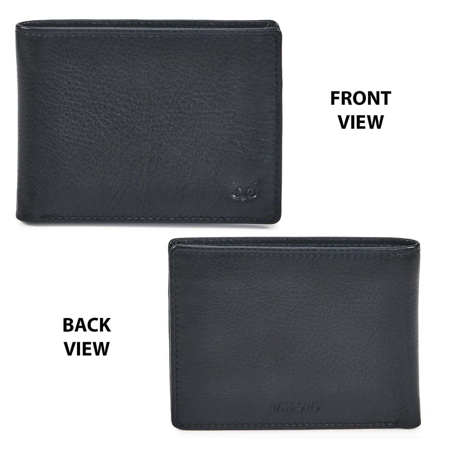 Real Leather Mens Bifold Wallet RFID Blocking Slim Minimalist Front Pocket - Thin & Stylish with ID Window in Gift Box (Nappa, Black)