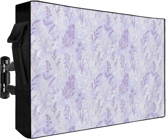 EZON-CH 40-43 inch Outdoor TV Cover Spring Flowers Plants Weatherproof TV Screen Protector Vintage Lavender Floral