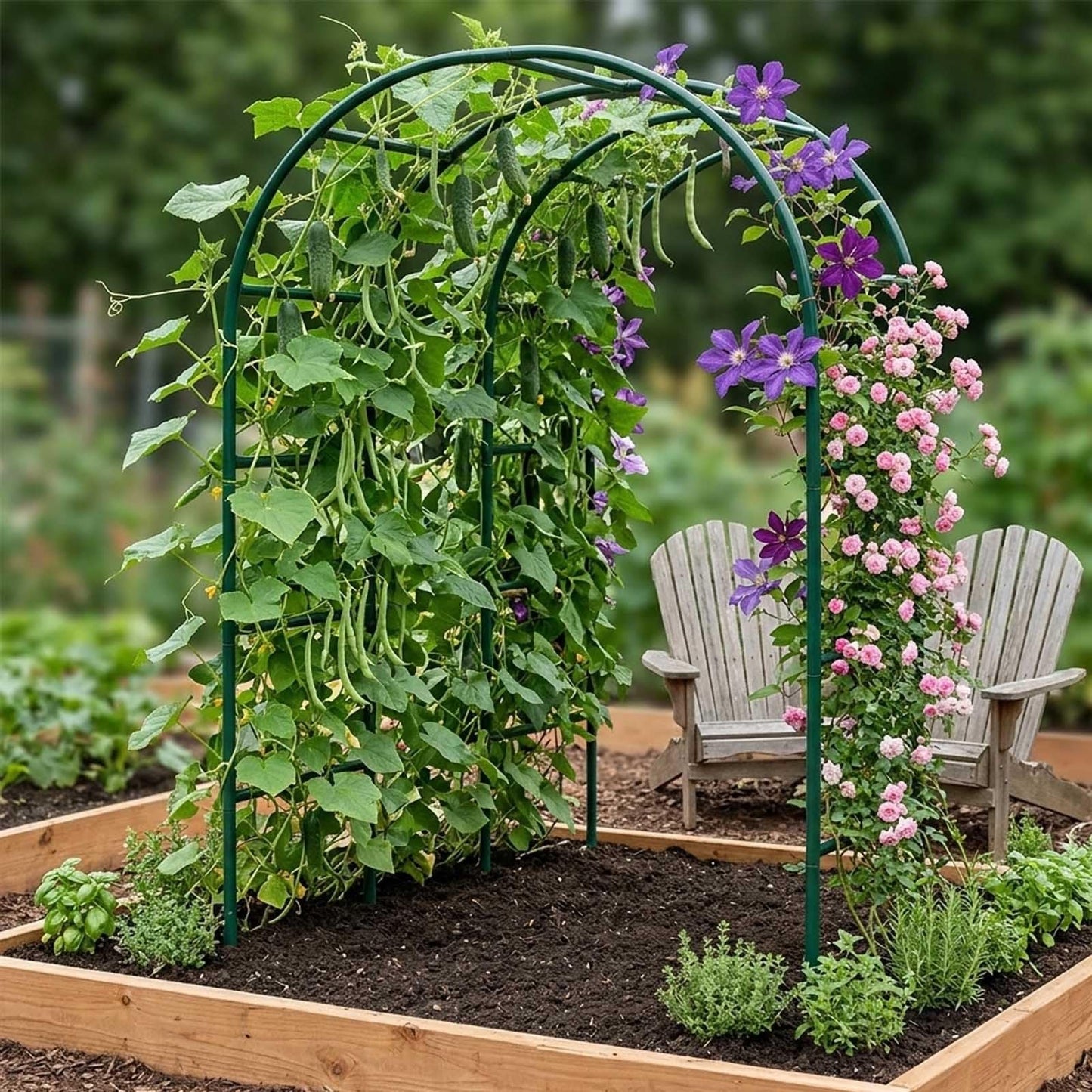 Metal Garden Arch Trellis for Climbing Plants, 4.6ft 7.8ft 10ft Outdoor Archway Arbor Stand for Roses, Cucumber Vines Frame for Raised Bed, Patio Backyard Wedding Decoration(White,W7.87ft*H7.22ft)