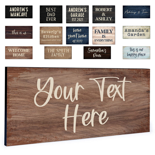Personalized Signs for Home, Custom Sign with Any Text, 3 Sizes - 12 Background Options & 8 Fonts - Customizable Sign 11X5