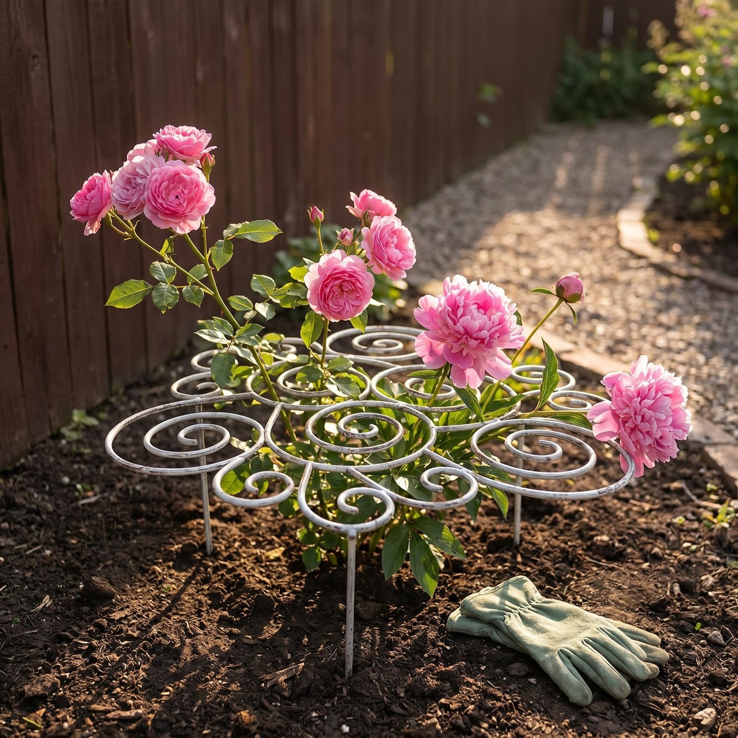 Peony Cages and Supports–Heavy Duty Metal Plant Support Ring for Garden, Grow Through Plant Support Stakes for Roses Hydrangeas, Outdoor Flower Cage with Weather-Resistant Iron Frame (1 pcs Small)