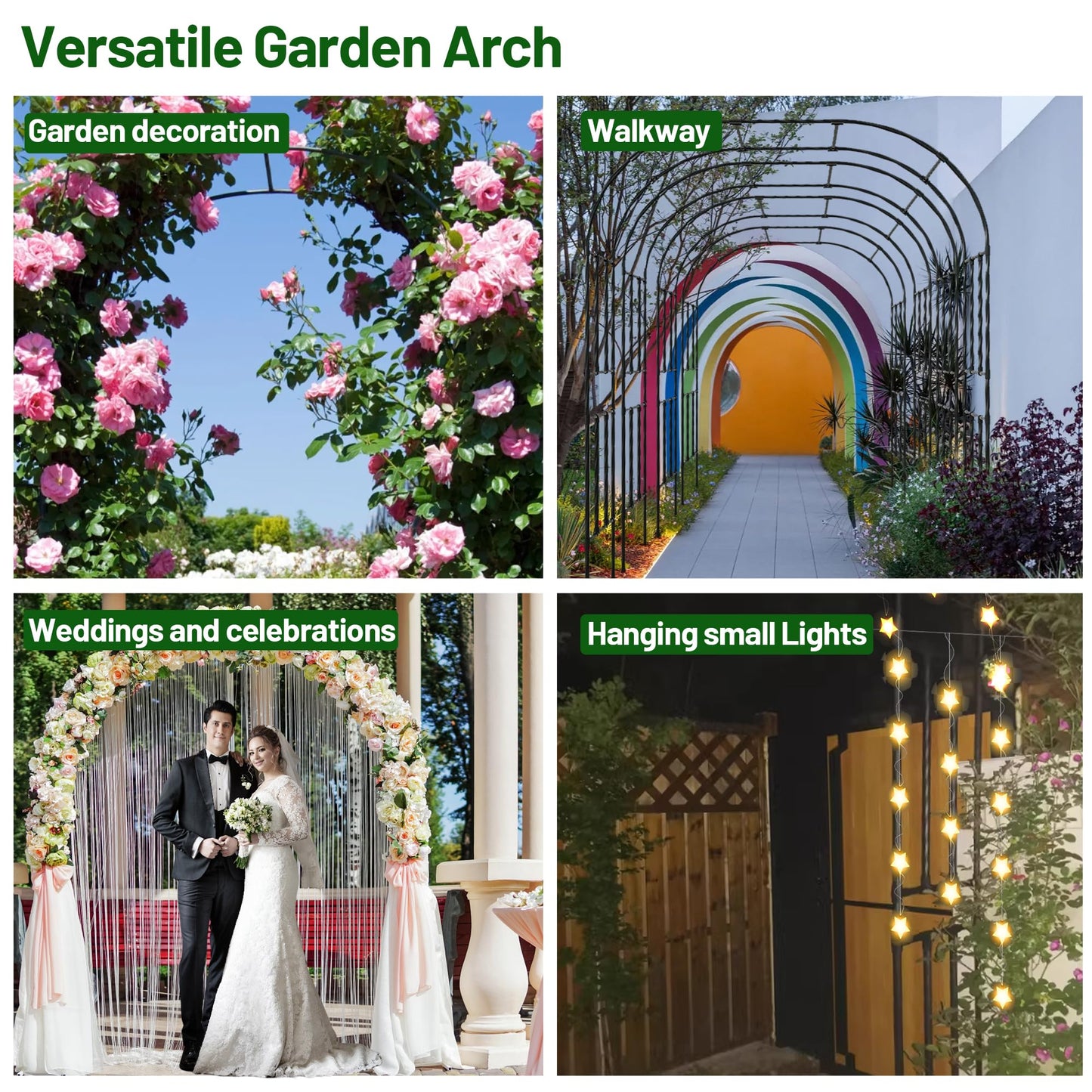 OnlyGarden Garden Arch Trellis, Trellis Arch for Climbing Plants Outdoor, 5FT x 7.9FT Metal Full Garden Arbor, Trellises for Patio Lawn Backyard, Large Garden Archway Decoration Black 59.1" x 94.5in