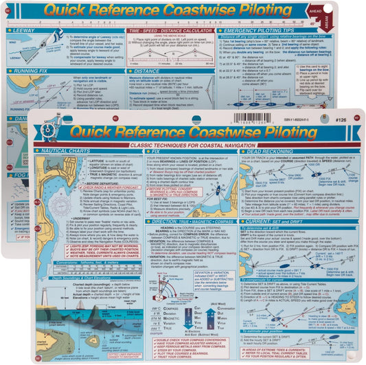 Davis Instruments Coastwise Piloting Quick Reference Card - Classic Techniques for Costal Navigation - Boat Piloting
