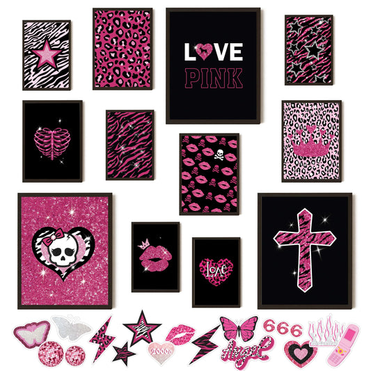 97 Decor Mcbling Trashy Y2k Room Decor Aesthetic - Early 2000s Room Decor Y2k Posters, Hot Pink Pictures Wall Art Prints, Baddie Aesthetic Pictures for Teen Girls Dorm Bedroom Apartment (Unframed)