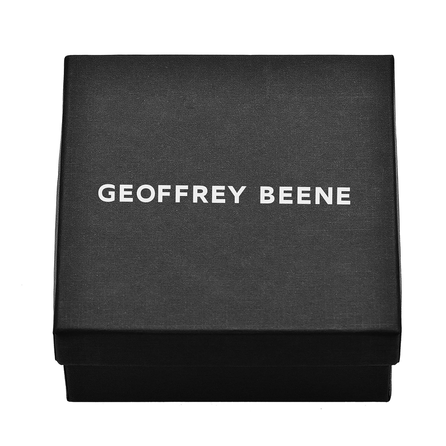 Geoffrey Beene Men's Genuine Pebbled Leather Bracelet with Stainless Steel Closure (Black)