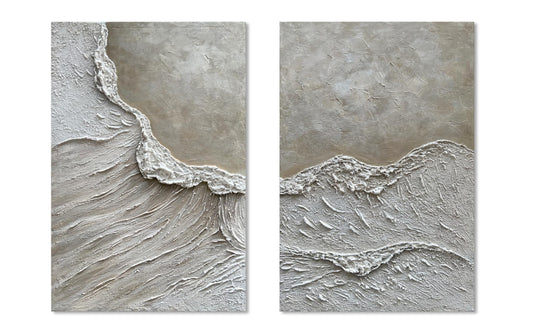 NANKAI Art Hand Painted Wave Landscape Oil Painting Contemporary Abstract Wall Art Deco 36x24 inches x2