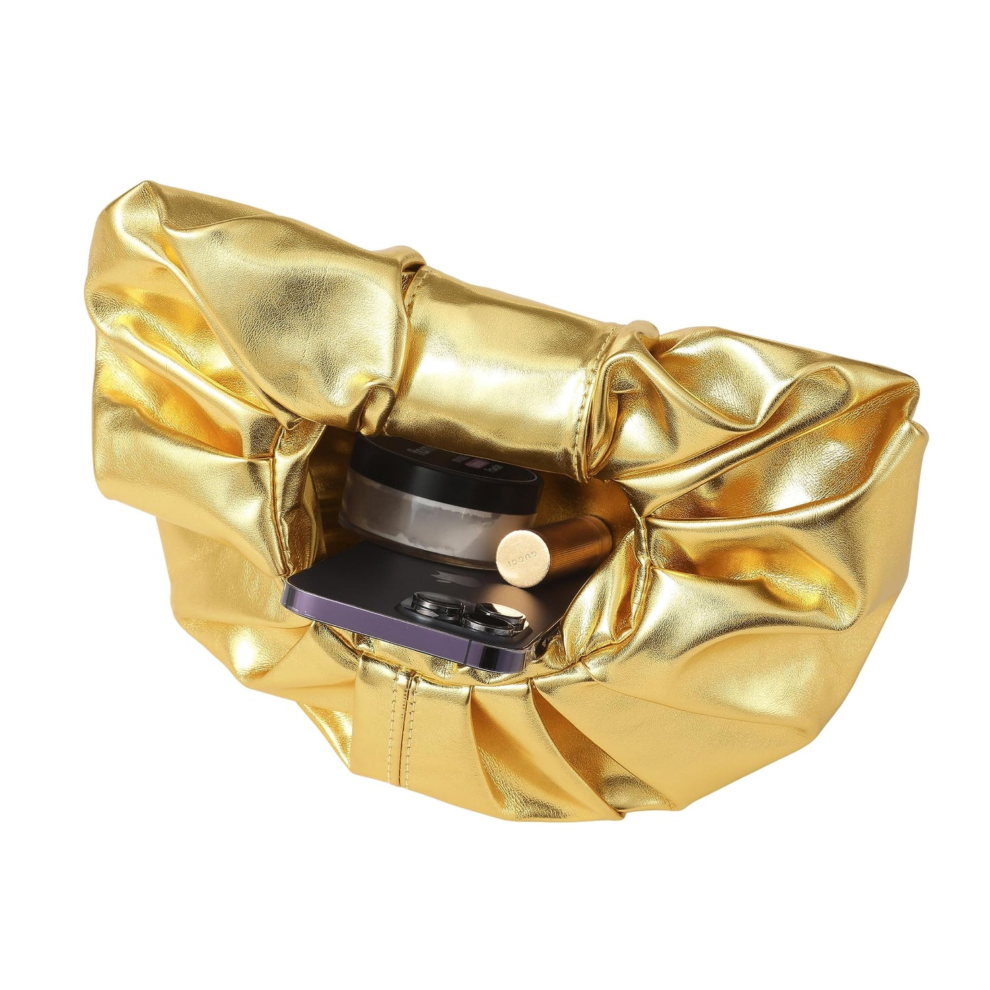 JENSVOIR Clutch Purse for Women - Gold Evening Clutch PU Leather Pleated Bag Designer Purse for Party Prom Wedding