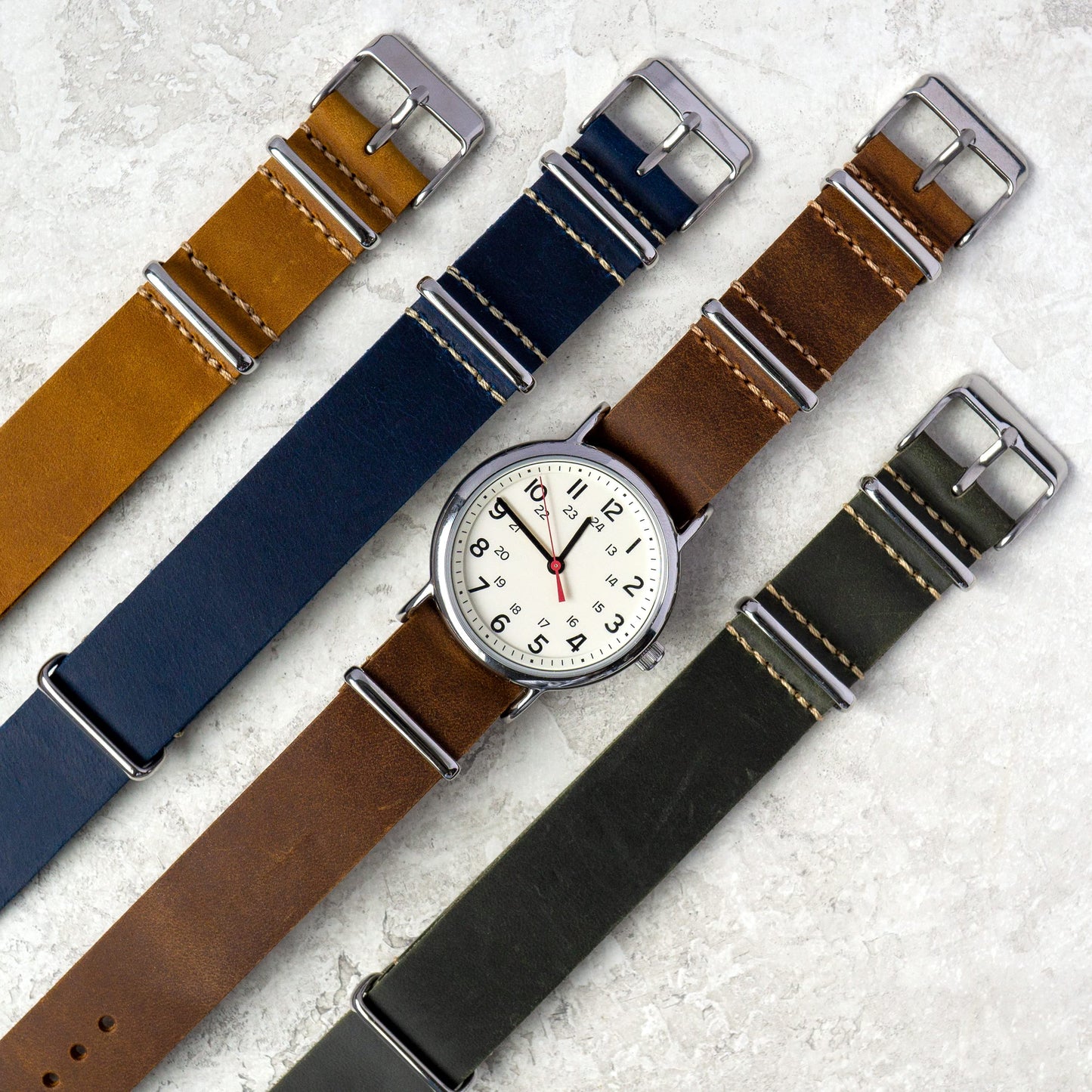 Benchmark Basics Leather Watch Band - Crazy Horse Oiled Leather One-Piece Watch Straps for Men & Women - 22mm, Dark Brown