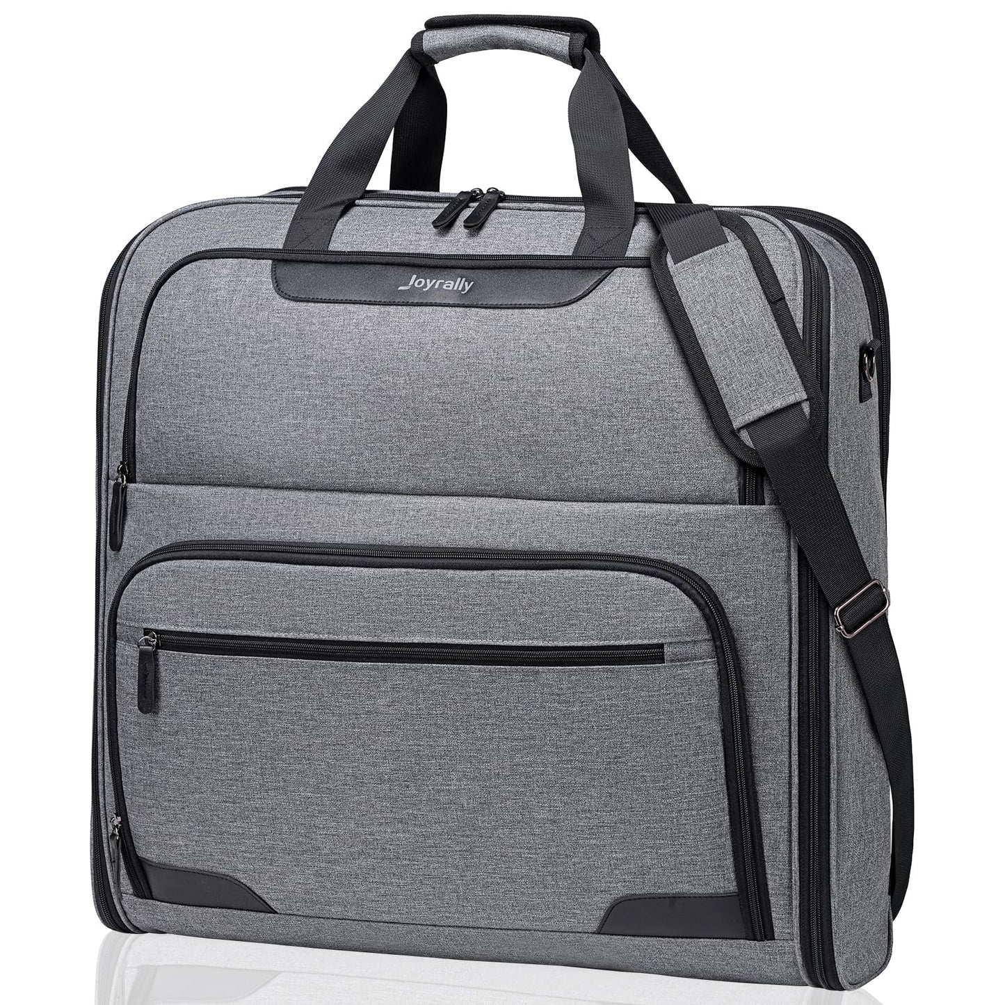 Garment Bags for Travel, Double Layered Carry on Garment Bag with Shoulder Strap, Foldable Suit Travel Bags for Men, Wrinkle Free Garment Travel Bag for Hanging Clothes, Dark Grey