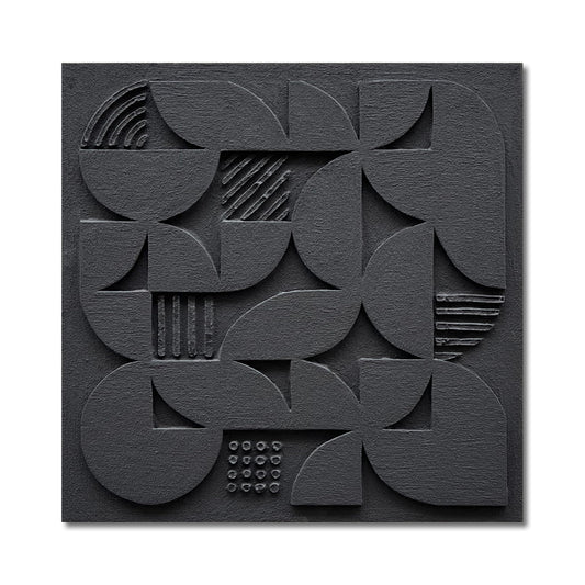NANKAI Art Hand-Painted Black Three-Dimensional Texture Abstract Art Contemporary Minimalist Style Canvas Oil Painting. Wall Decoration for Home Office Corridor Size 24x24 inches