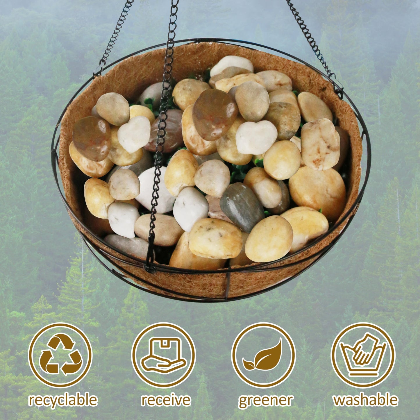 Sunnyglade 5 LBS River Rocks, 2-3 Inch Natural Pebbles for Indoor Plants, High Polished Decorative Stones Vase Filler Fish Tank Aquariums Landscaping Garden Outdoor and Indoor DIY (5, Pounds)