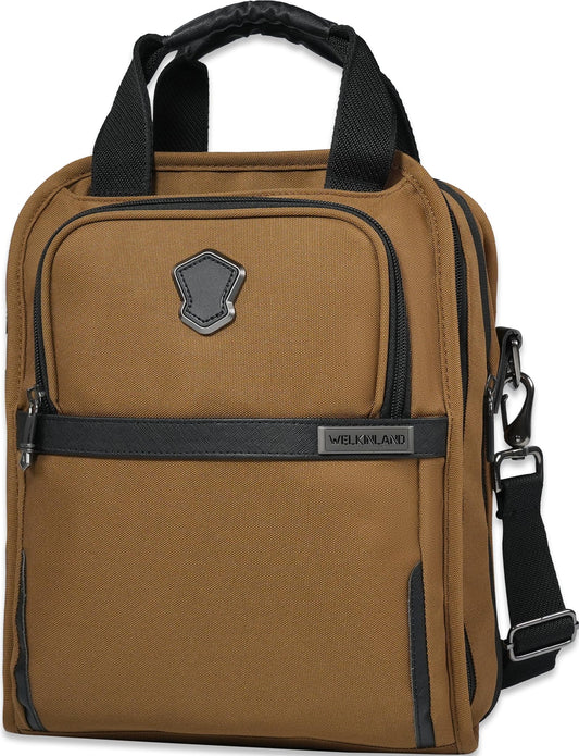 WELKINLAND 14-Pockets Travel Messenger Bag for Men, 13" Tablet Shoulder Bag Men, 15L-Roomy Men's Shoulder Bag Expandable, Comfortable EDC Crossbody Bag for Man, Heavy-Duty Mens Messenger Bags for Work