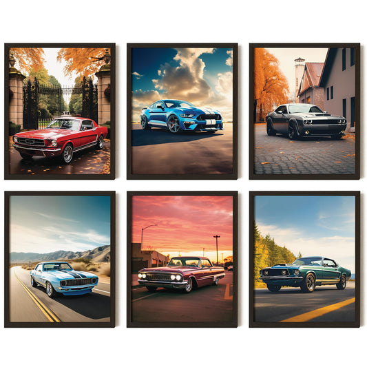 97 Decor Muscle Car Wall Art – Vintage Race Car Posters for Boys Bedroom, Classic Car Prints for Men’s Room, Retro Auto Pictures, Antique Vehicle Artwork (8x10 Unframed)